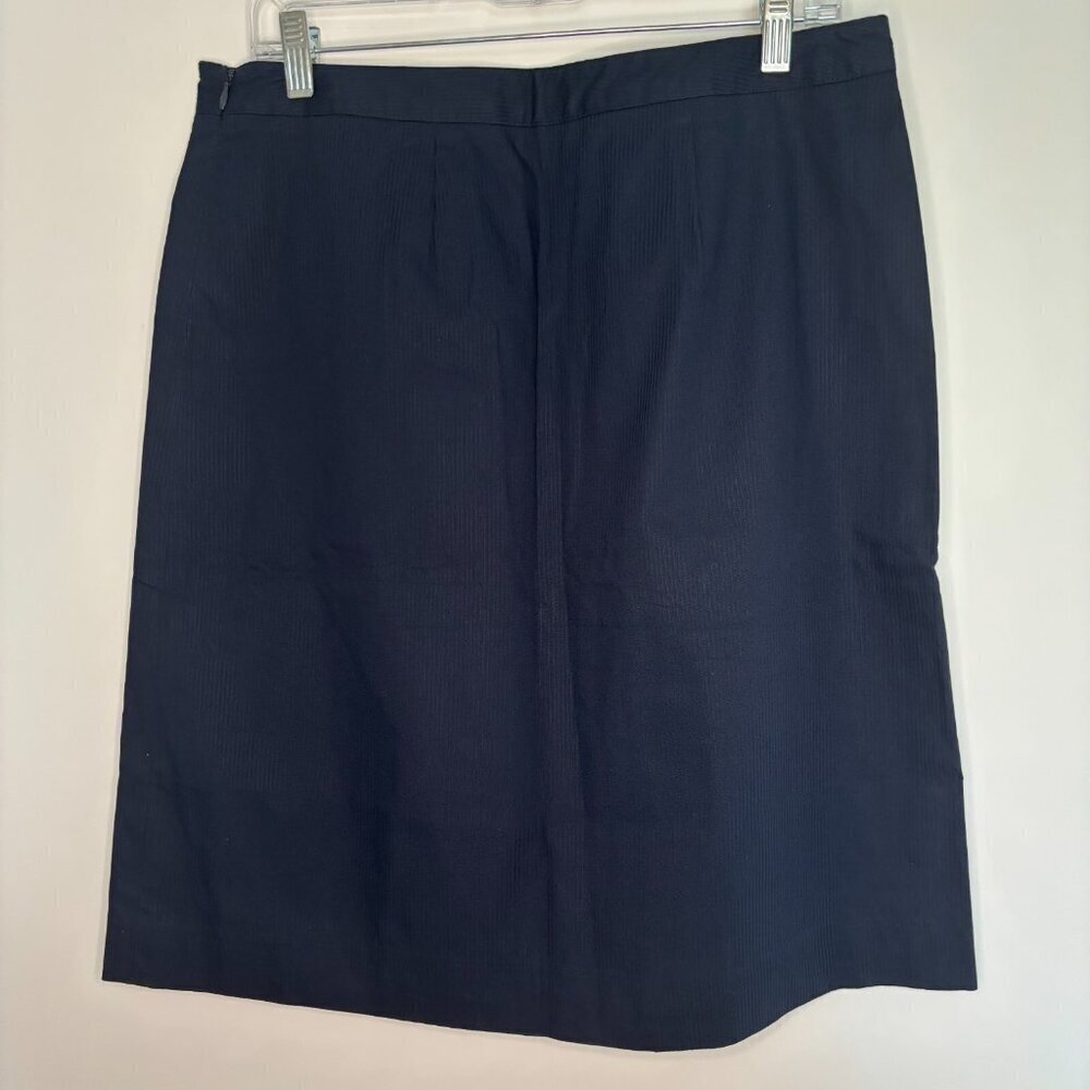 ISAAC MIZRAHI Target Skirt Women's 10 Navy A-Line Stretch Knee Length Ribbed